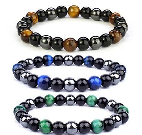 wholesale 10mm tiger eye stone lovers bracelet black gallstone magnet handmade bracelet hand string