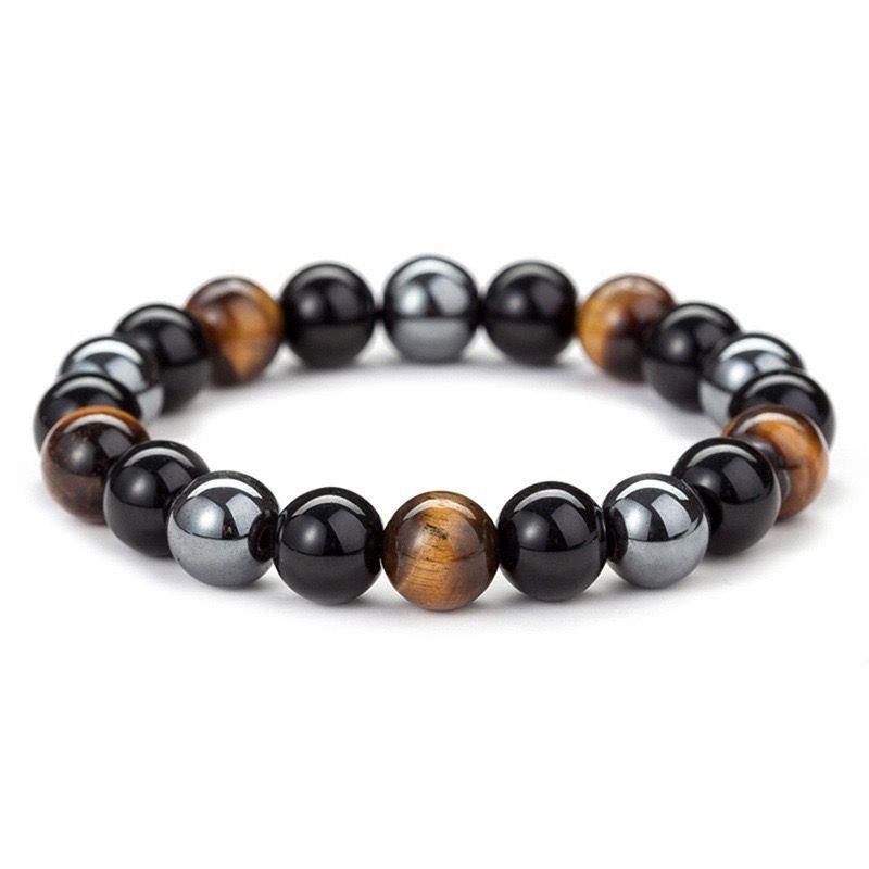 wholesale 10mm tiger eye stone lovers bracelet black gallstone magnet handmade bracelet hand string