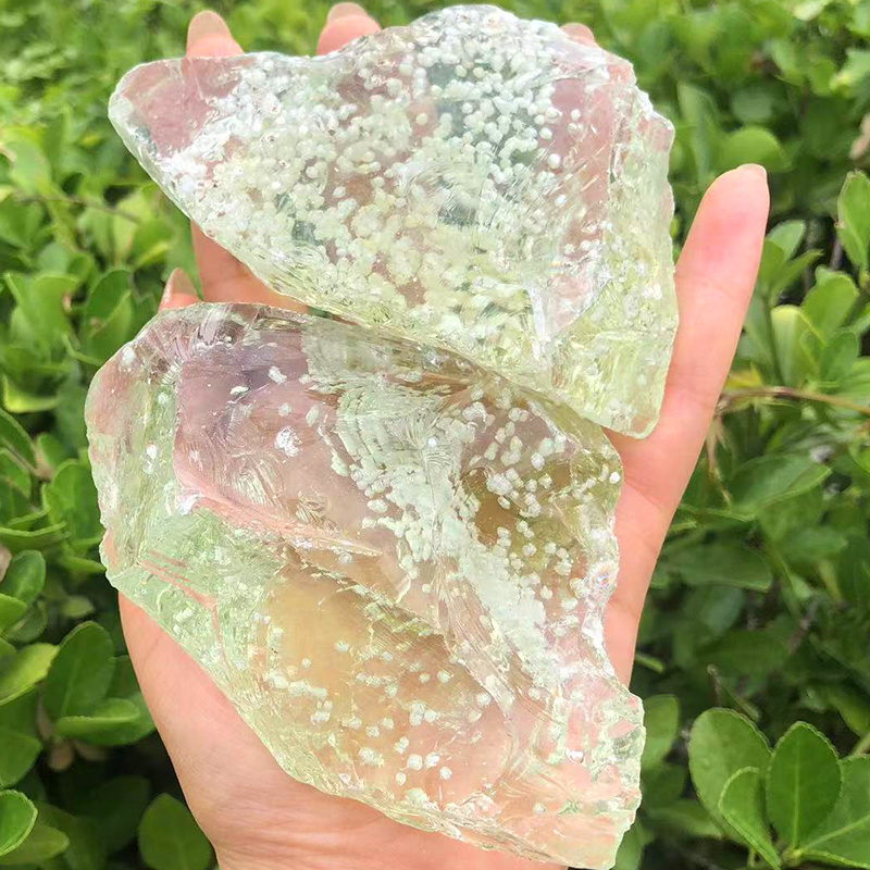 Wholesale Natural High Quality Quartz Stone Green Clear Coloured Glaze Crystal Rough Stone For Decoration