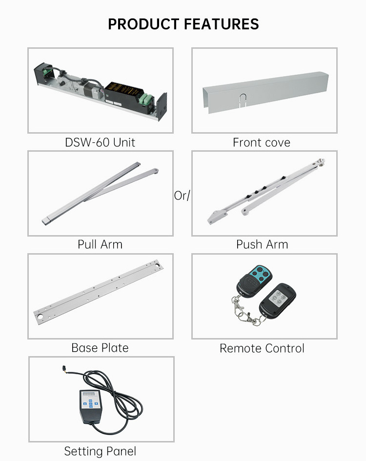 Hot Sale Automatic Indoor Swing Door Opener 90 Degrdd Door Operator Double Swing Gate Opener Inside Door Opener