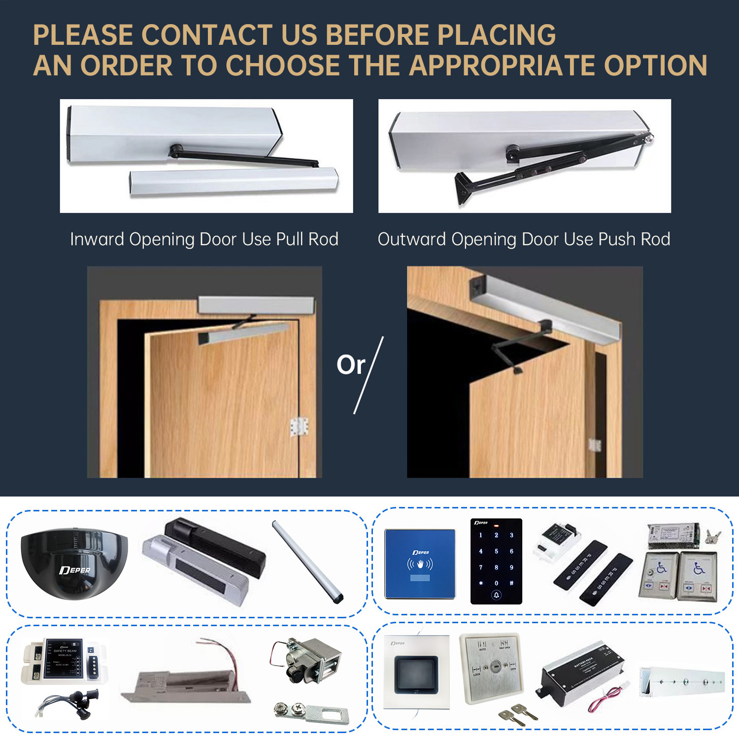 DEPER 90 Degree 100Kg Swing Door Operator Automatic Door Closer For Storefront Opener