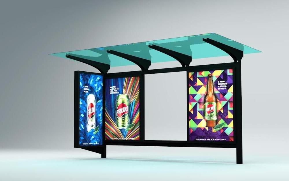 smart new design shelter kiosk with solar power system light box and bench tempered glass bus stop shelter