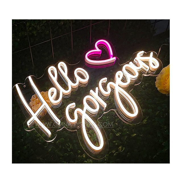 Factory Competitive Price Neon Sign Hello Beautiful Hello Gorgeous Happy Ever After Neon Sign For Wedding Decorations