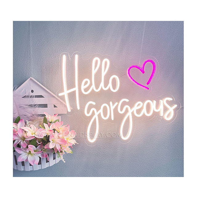 Factory Competitive Price Neon Sign Hello Beautiful Hello Gorgeous Happy Ever After Neon Sign For Wedding Decorations