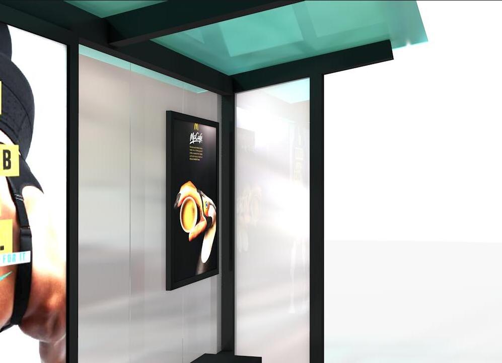 smart new design shelter kiosk with solar power system light box and bench tempered glass bus stop shelter