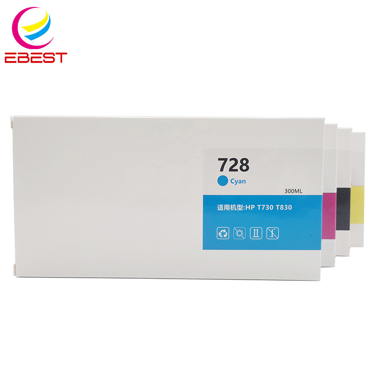 EBEST Compatible High Page Yield HP 728 Ink Cartridge for HP DesignJet T730 T830 Printer 300ML/PC color ink