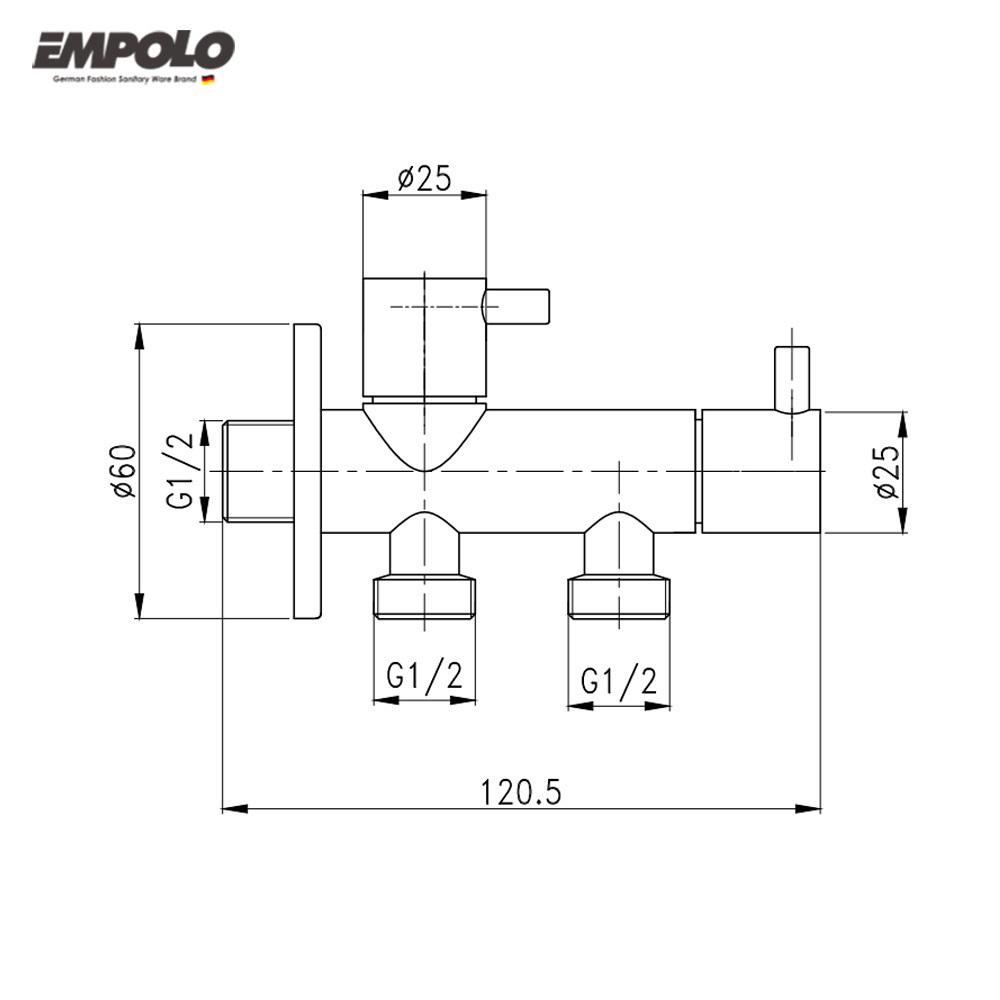 Brass angle valve 1/2 inch x 1/2inch CP copper hot cold water mixer angle valve