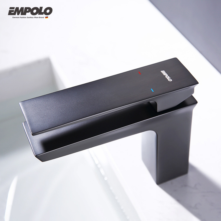 EMPOLO bathroom modern design gun metal faucets for bathroom hot and cold water tap basin mixer