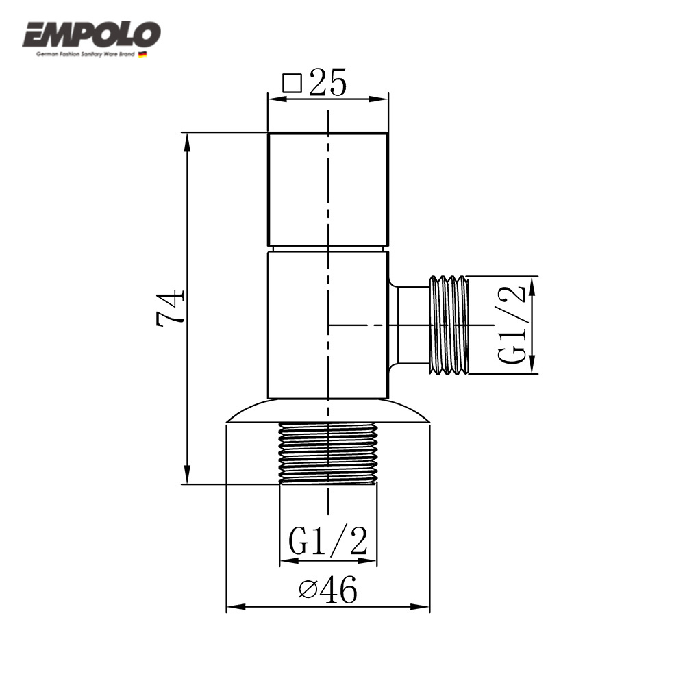 Brass Chrome Plated Angle Stop Valve For Toilet