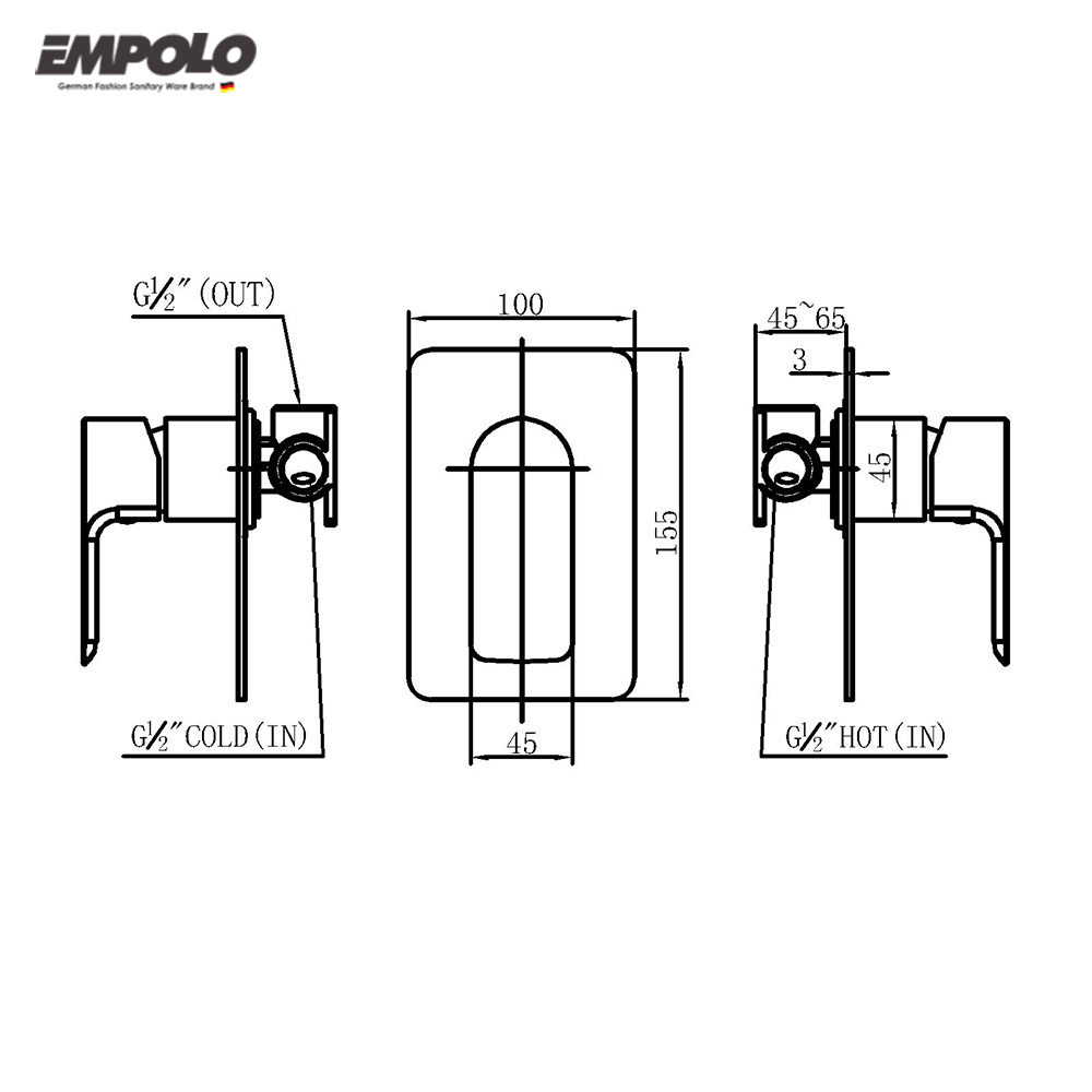 Factory Wholesale Modern Shower Water Control Valve Brass Concealed Shower Faucet Mixer Valve