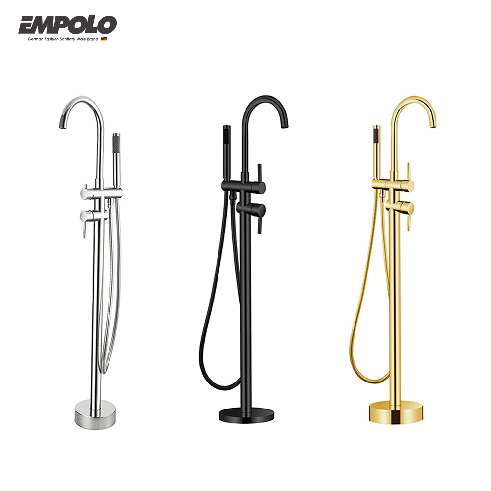 Brass Freestanding Bath Shower Mixer Floor Stand Mounted Tub Filler Shower Mixer Free Standing Bathtub Faucet