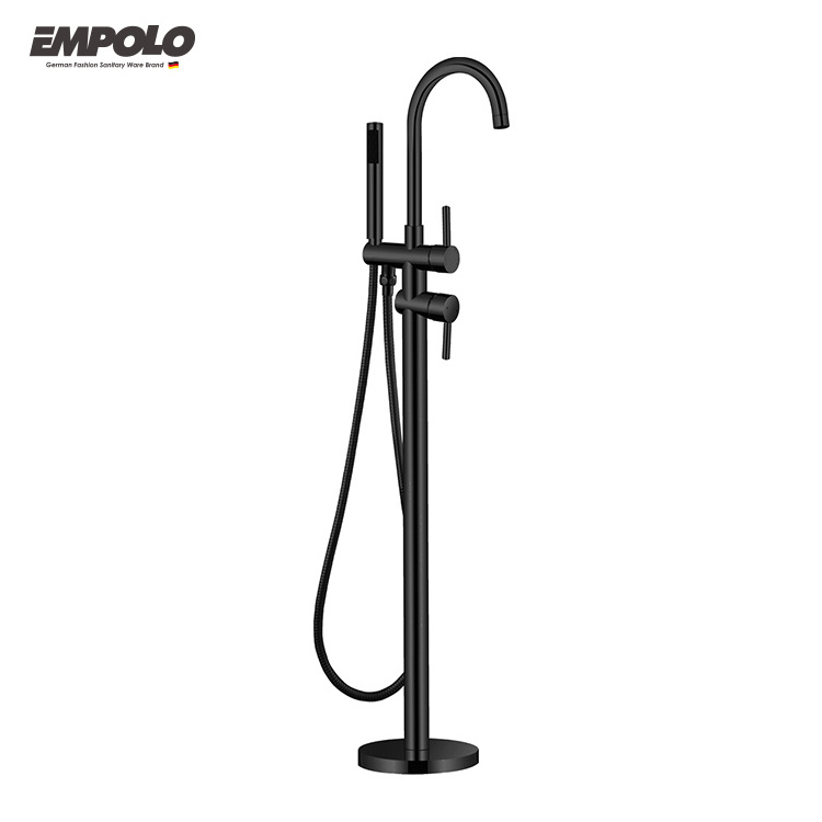 Brass Freestanding Bath Shower Mixer Floor Stand Mounted Tub Filler Shower Mixer Free Standing Bathtub Faucet