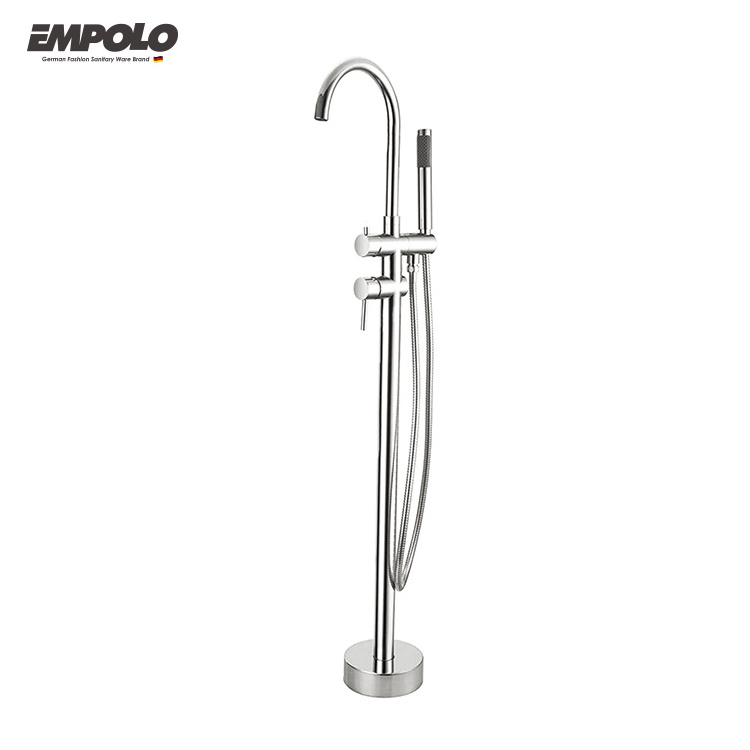 Brass Freestanding Bath Shower Mixer Floor Stand Mounted Tub Filler Shower Mixer Free Standing Bathtub Faucet