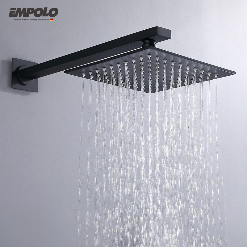 Empolo Black Wall Mounted Rainfall Concealed Shower Mixer Faucet Set Bathroom Rain Shower System Bath & Shower Faucets