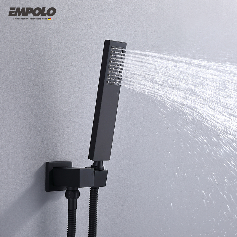 Empolo Black Wall Mounted Rainfall Concealed Shower Mixer Faucet Set Bathroom Rain Shower System Bath & Shower Faucets