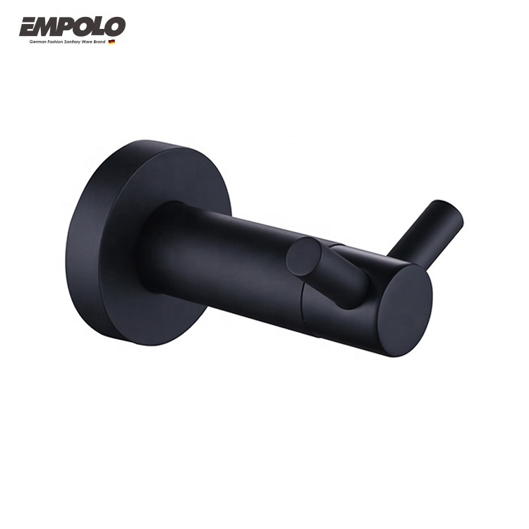 Factory Price Bathroom Single Small Towel Robe Hook Wall Mounted Black Towel Holder