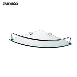 Empolo Bathroom Corner Glass Shelf Triangle Wall Shower Shelf Single Tier Shower Caddy