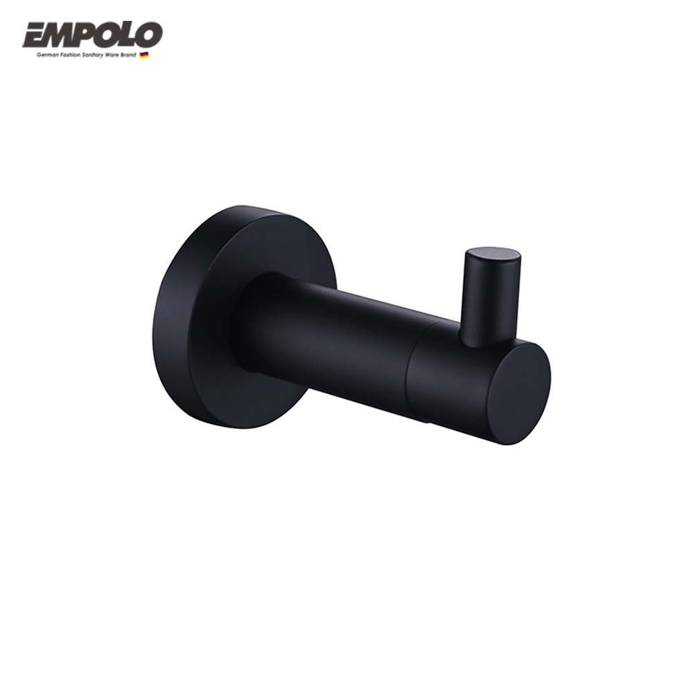 Factory Price Bathroom Single Small Towel Robe Hook Wall Mounted Black Towel Holder