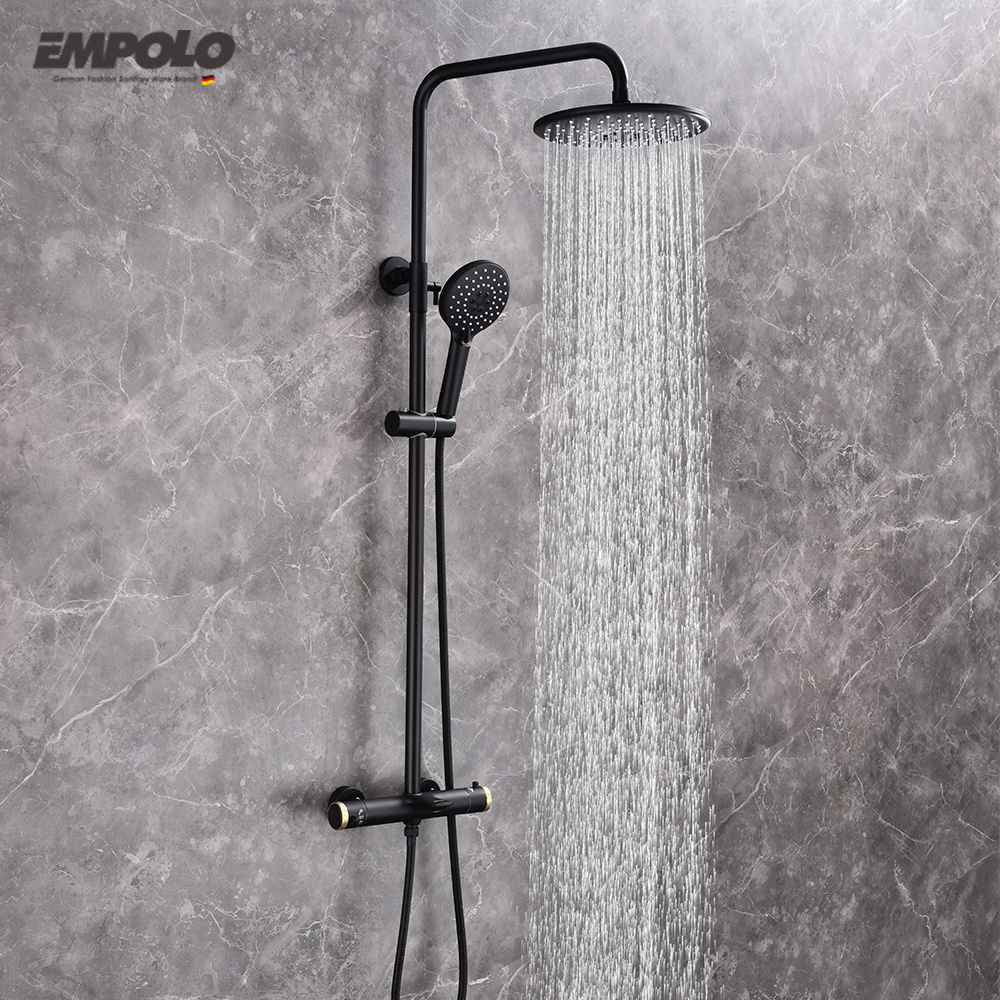 Empolo Bathroom Shower System Round Chrome Bathtub Mixer Faucet Hot Cold Bathroom Water Mixer Tap Thermostatic Shower Set