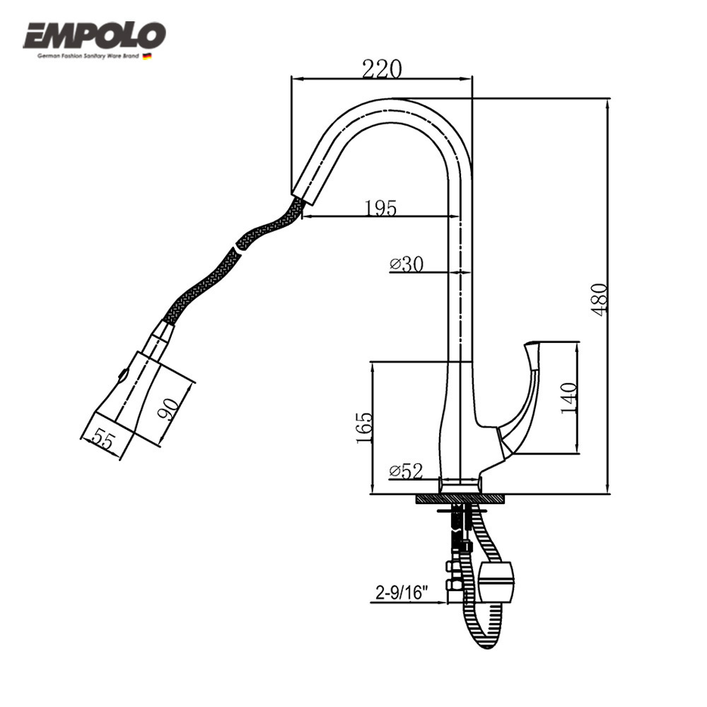 UPC kitchen faucets with pull down sprayer flexible kitchen sink faucet tap