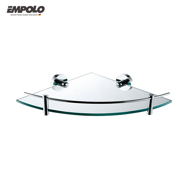 Empolo Bathroom Corner Glass Shelf Triangle Wall Shower Shelf Single Tier Shower Caddy