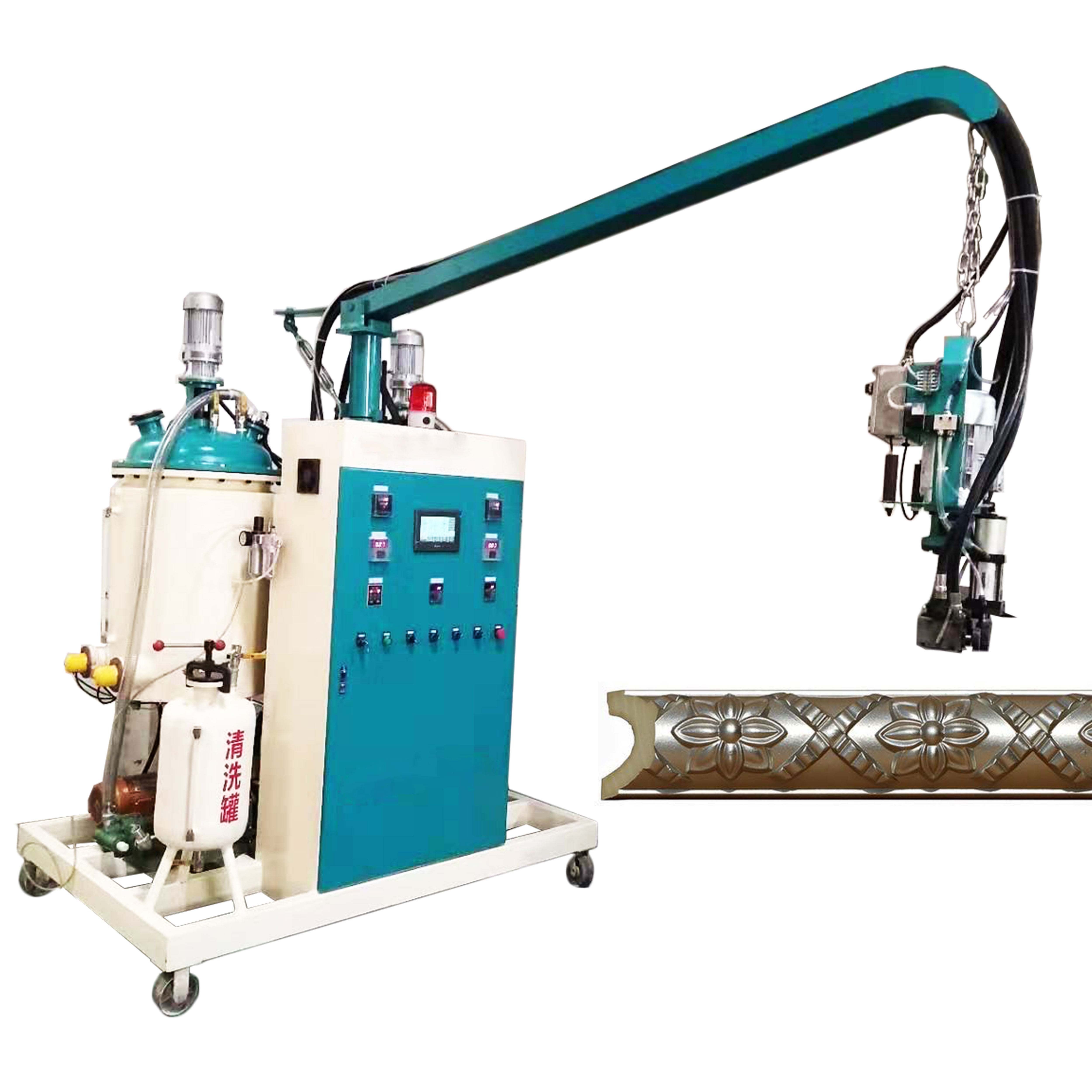 Polyurethane Rigid Foam Cornice PU Foaming Machine Low Pressure Mixing Machine For Wood Crown Molding