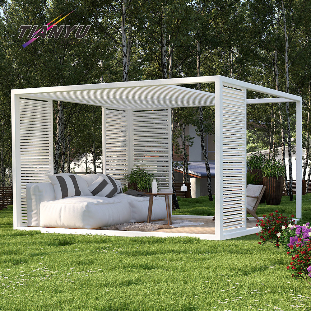 Tianyu Custom Luxury Outdoor Opening Gazebos Aluminum Bioclimatic Louvered Roof Pergola For Garden Buildings