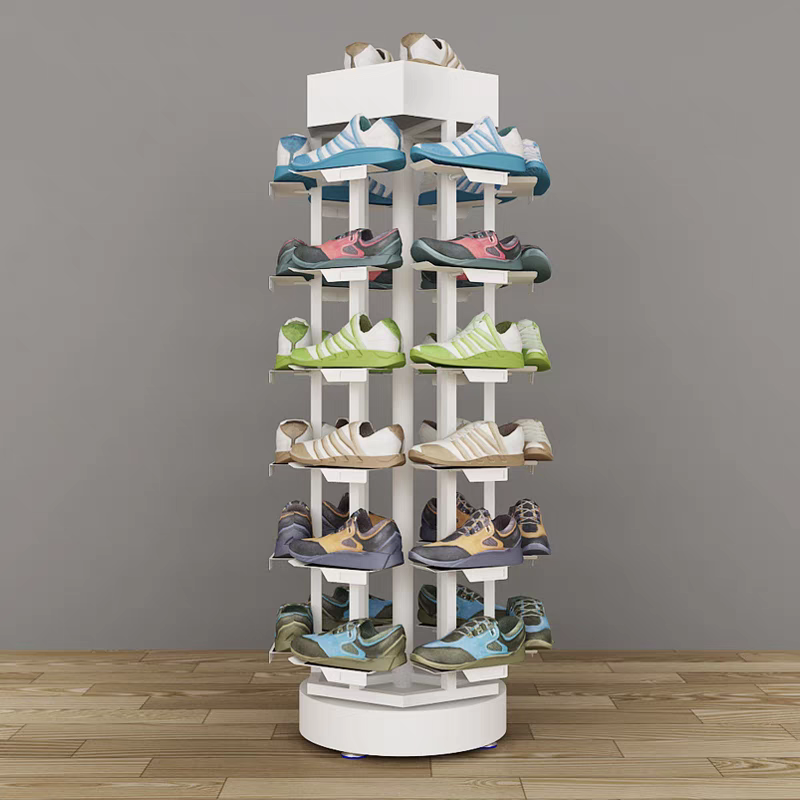 Commercial Store Shoe Rack Display Rack Free Standing Storage 360 Rotatable Sneaker Basketball Shoes rotating Display Stand