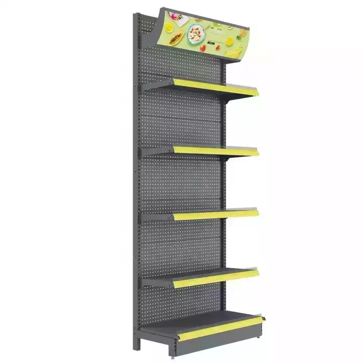 Hot Popular Metallic Super Market Rack Retail Shop Grocery Store Market Display Shelves