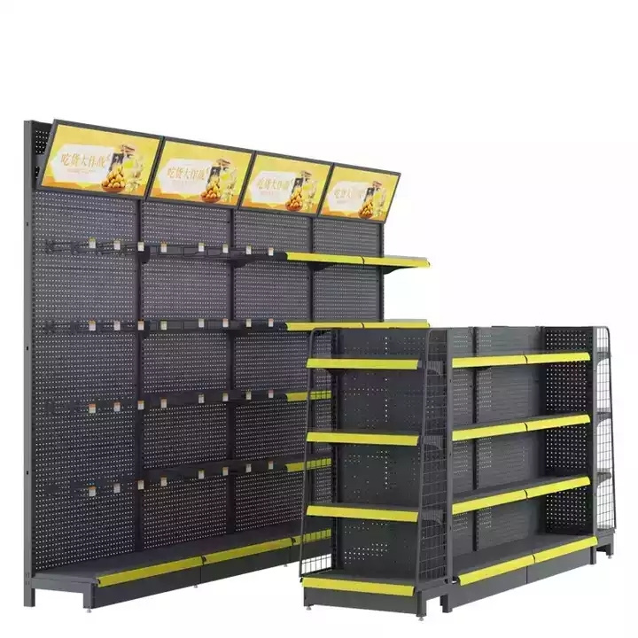 Hot Popular Metallic Super Market Rack Retail Shop Grocery Store Market Display Shelves