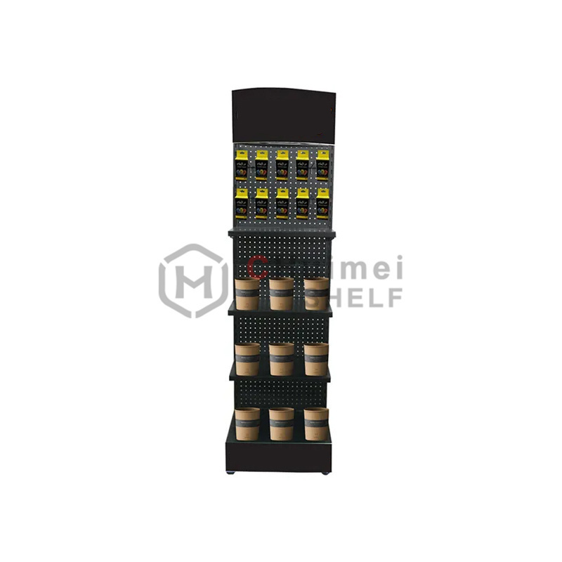 Custom Shop Tiered Movable Shelves Shelf Pegboard Hooks Display System Hanging Metal Shelves Stand For Store