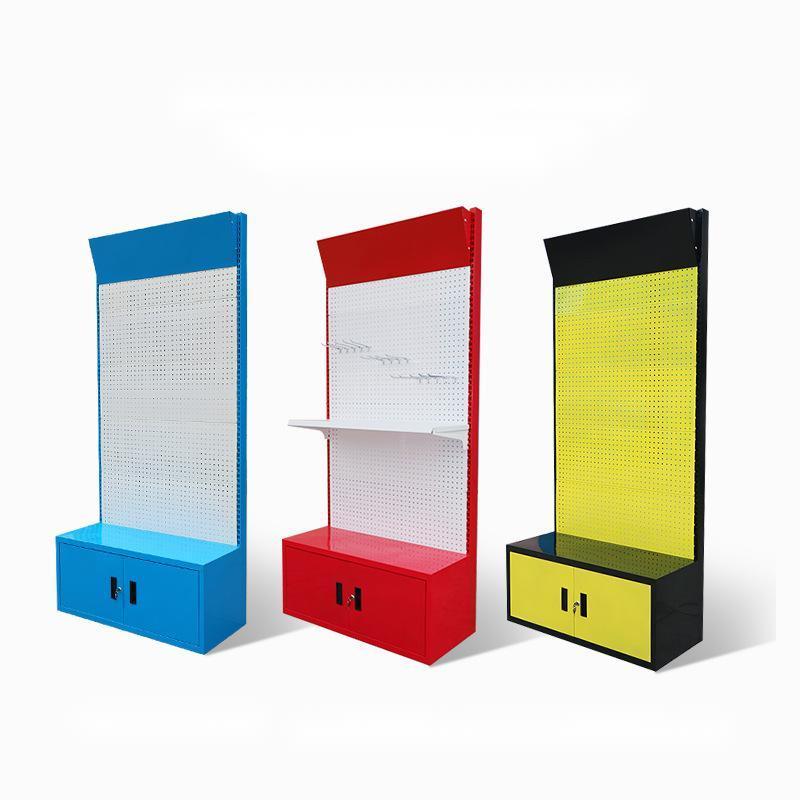 Peg Board Shelves Perforated Rack Floor Display Stand Supermarket Shelf Retail Store Snack Display Rack with Hook Metal Metallic