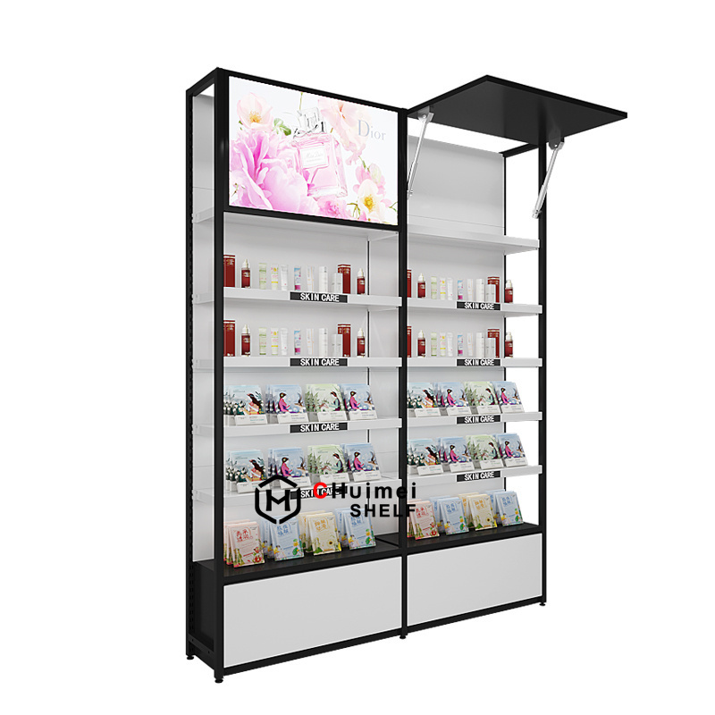 manufacture push light box as container storage case cosmetic display shelves cosmetic display stand for shop