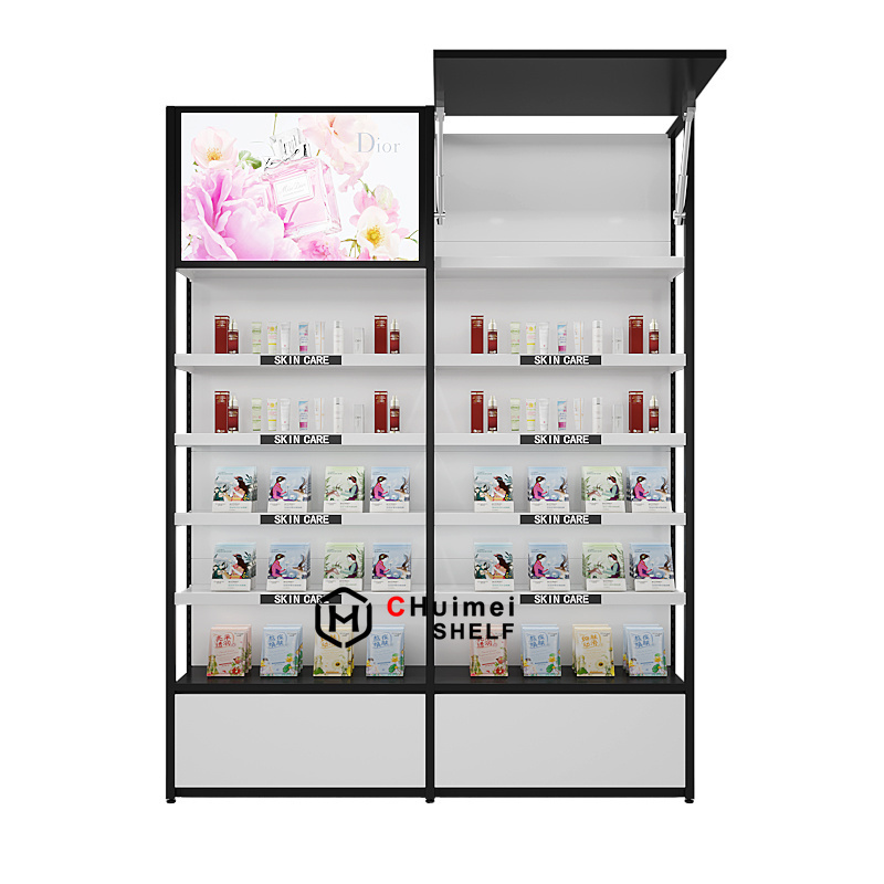 manufacture push light box as container storage case cosmetic display shelves cosmetic display stand for shop