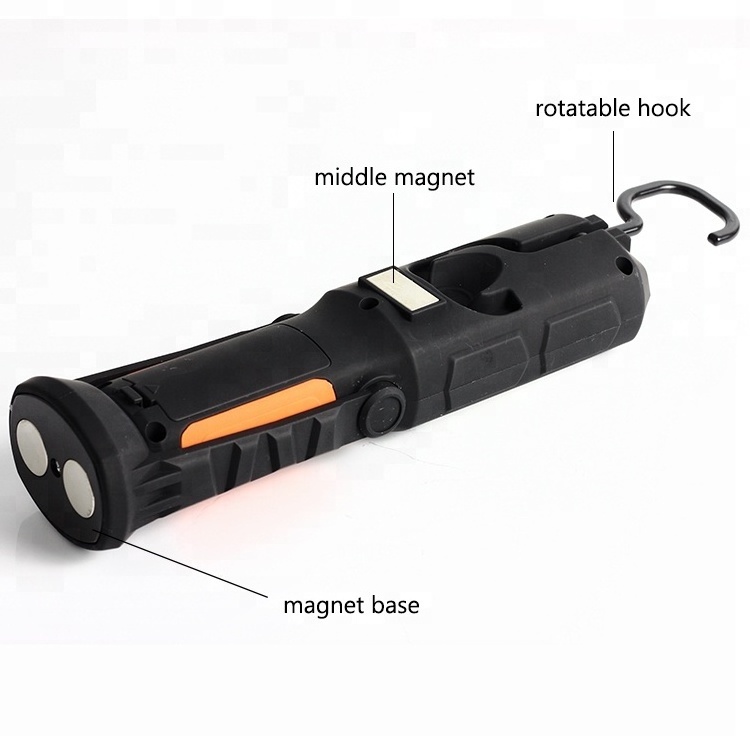 Portable 3W COB inspection working flashlight ,cordless work light with hook&magnet