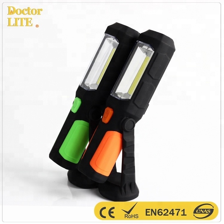 Portable 3W COB inspection working flashlight ,cordless work light with hook&magnet