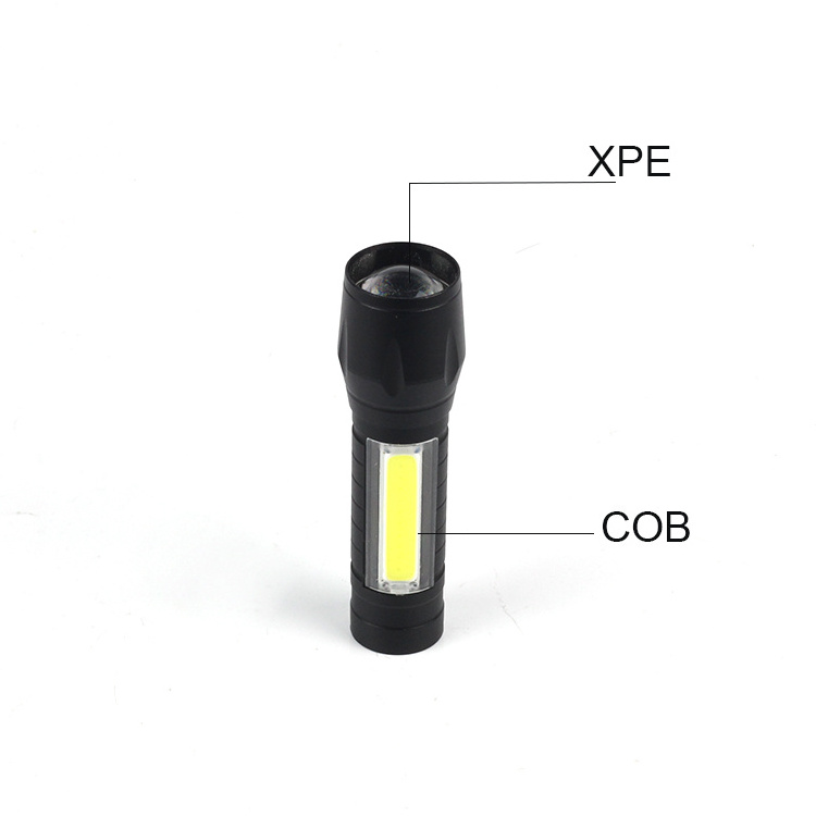 COB High beam led zoom torch light gift box USB rechargeable focusing pocket flashlight