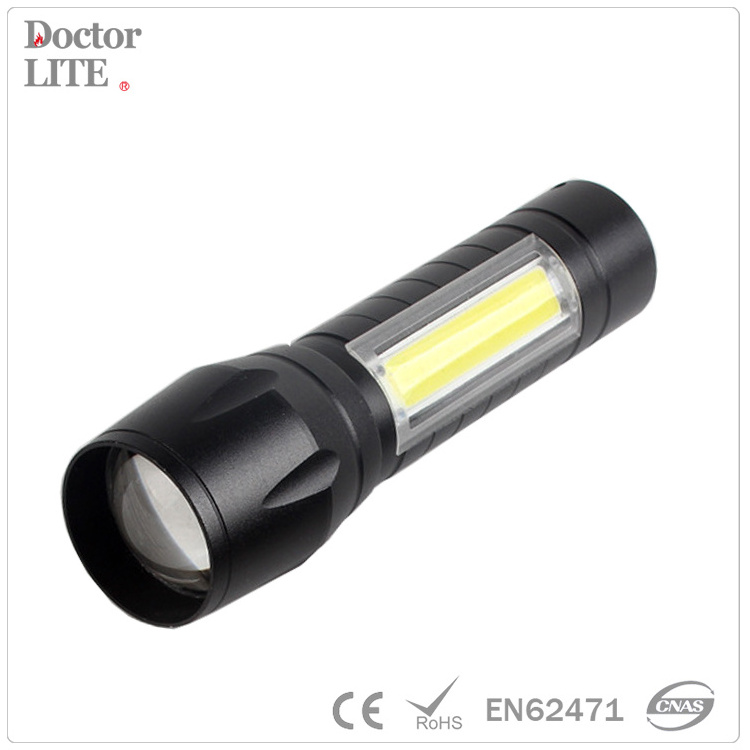 COB High beam led zoom torch light gift box USB rechargeable focusing pocket flashlight