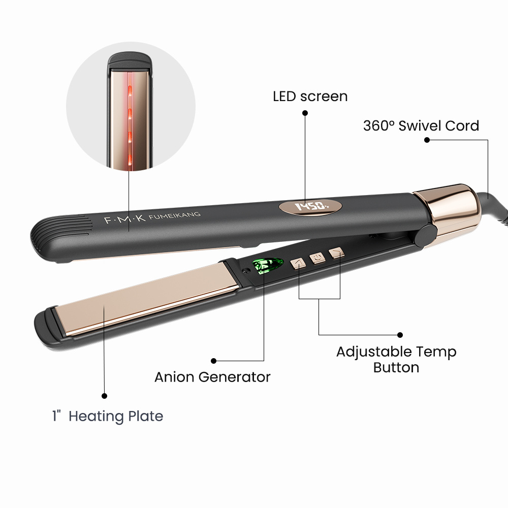 Electric Infrared Hair Straightener  With 450 F/230 C Maximum Temperature LED Display Anion Generator