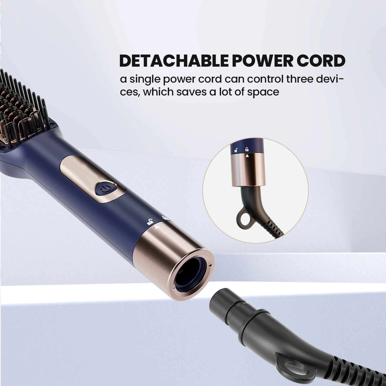 Professional Electric 3 In One Curling Iron With Straightener and Digital  Hot Brush With Detachable Cord Styling Tools