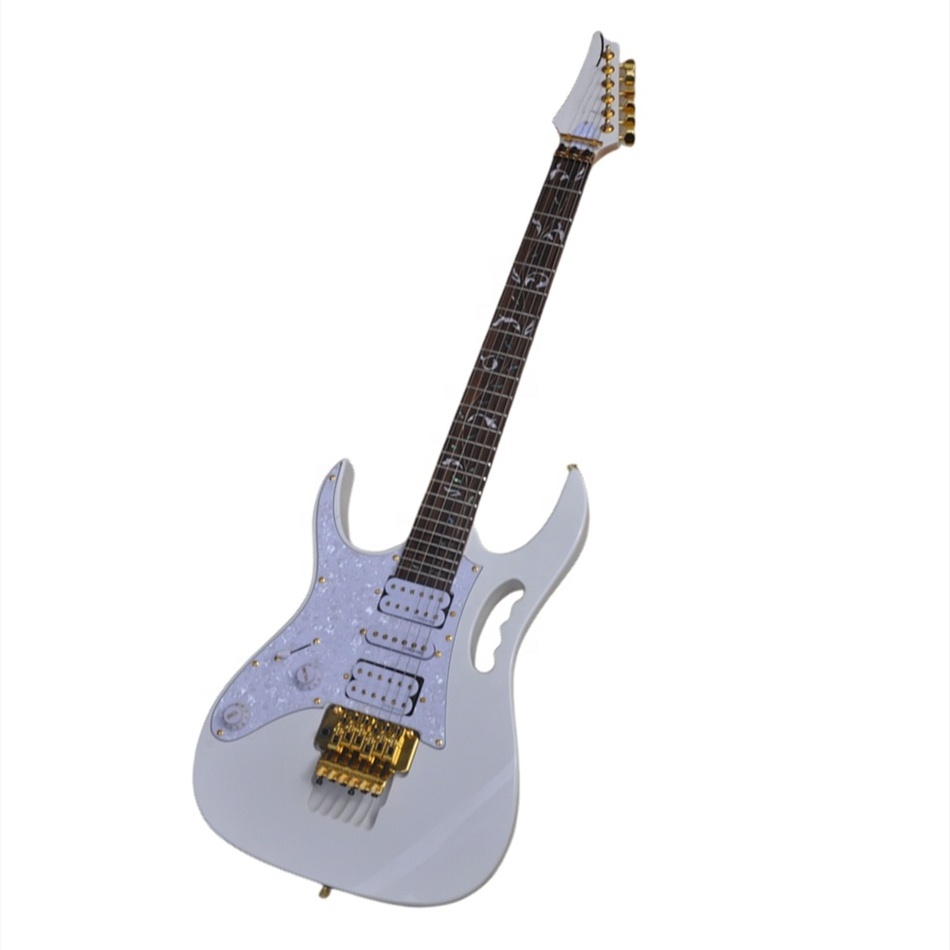 Chinese Guitar Left Handed White Electric Guitar with Tremolo Bridge,Golden Hardware,Thin body guitar