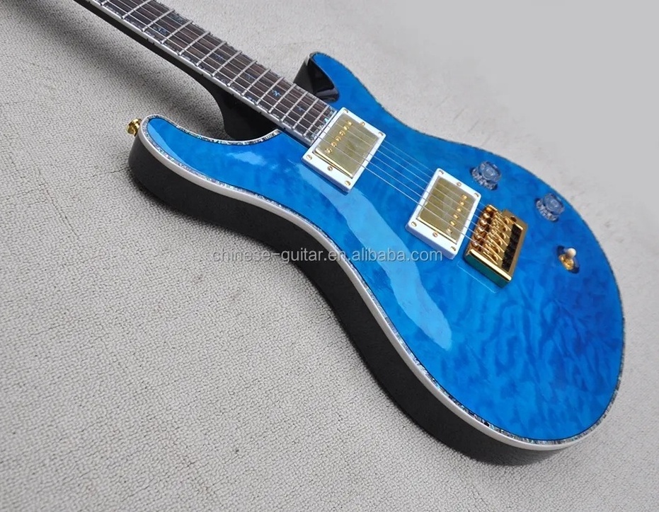 Firehawk Glossy Blue Body Guitar Electric Guitar with Quilted Maple Top,Offer Customize