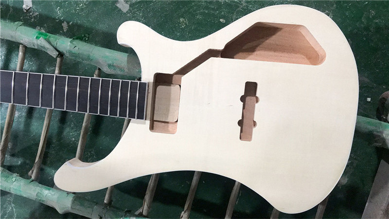 Huiyuan 4 strings Unpainted Electric Bass Guitar with Natural Wood color,Acoustic bass guitar kit