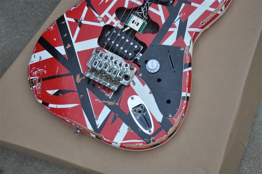 Huiyuan OEM Stripe Pattern Relic Electric Guitar with Floyd rose bridge,Electric guitar unusual