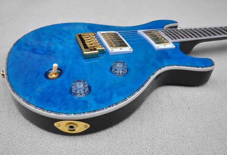 Firehawk Glossy Blue Body Guitar Electric Guitar with Quilted Maple Top,Offer Customize