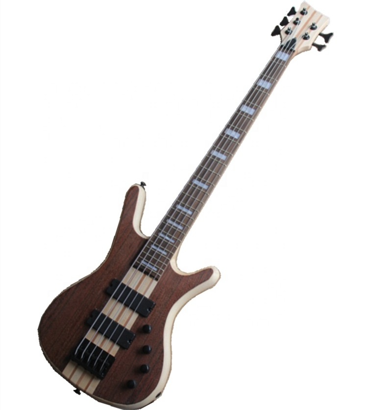 Huiyuan Brown Body bass guitar neck 5 string Electric Bass Guitar with Neck thru body