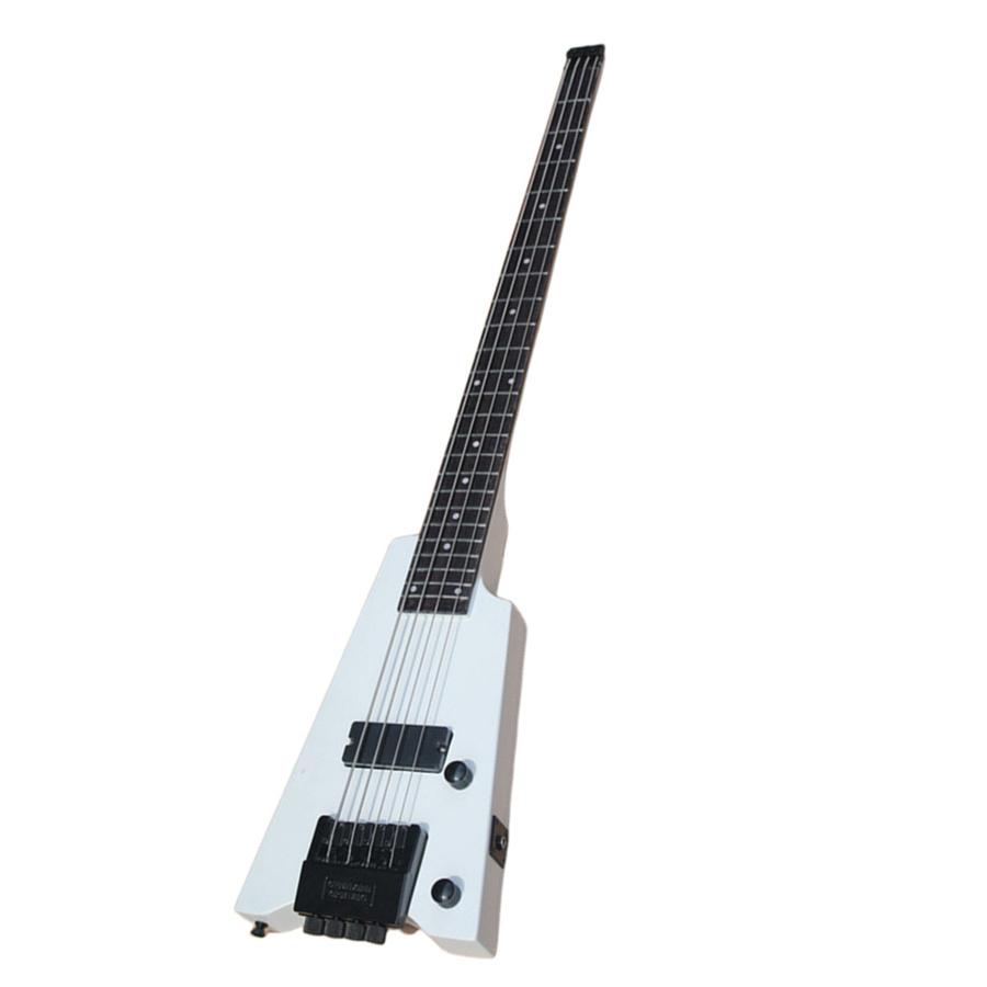 White Body Headless 4 strings Electric Bass Guitar with Rosewood Fretboard,Headless bass bridge