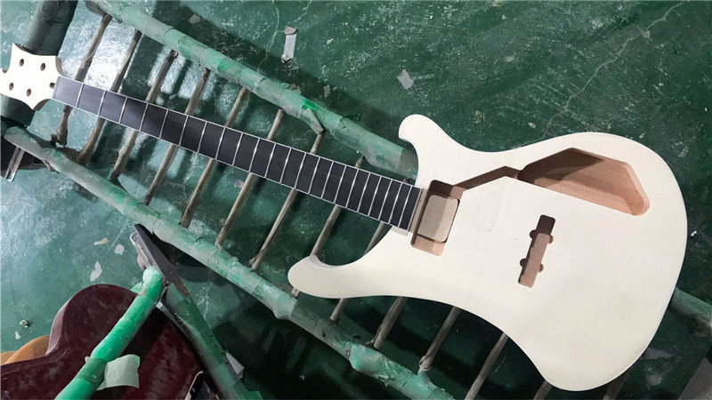 Huiyuan 4 strings Unpainted Electric Bass Guitar with Natural Wood color,Acoustic bass guitar kit