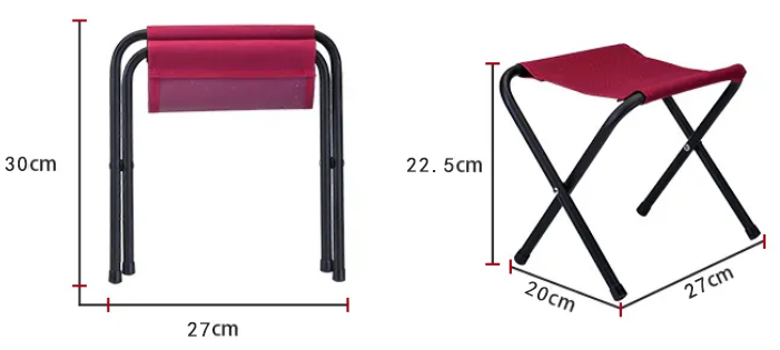 Hanser LC-02B-36 Outdoor Foldable Portable Small Folding Stool Lightweight Stool Iron Folding Beach Chair  for Camping Hiking