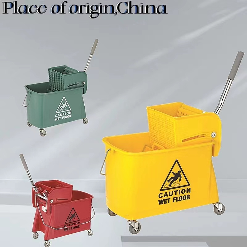 Cleaning Trolley Double Mop Bucket Handle 5 Gallon Buckets NO Fold BUCKETS Sustainable Plastic with Wringer Model Capacity 20L